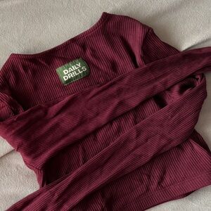 Daily Drills Women's Ribbed Burgundy Cropped top